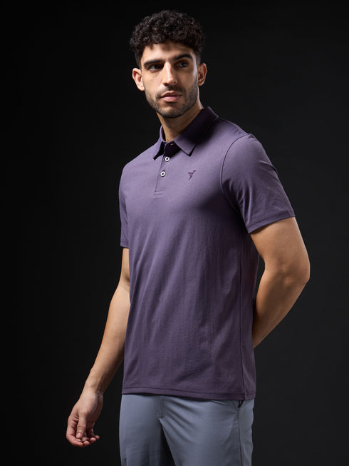 Men Solid Slim Fit Polo T-shirt with COTFLEX