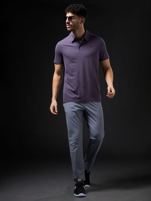 Men Solid Slim Fit Polo T-shirt with COTFLEX