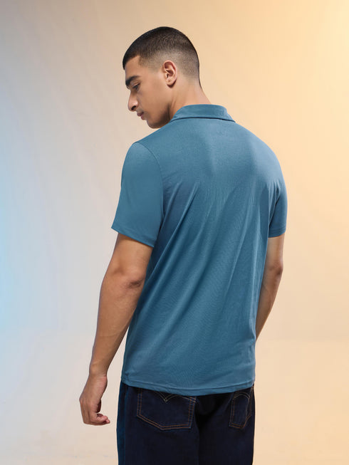 Men Solid Slim Fit Polo T-shirt with COTFLEX