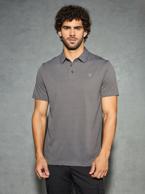 Men Solid Slim Fit Polo T-shirt with COTFLEX