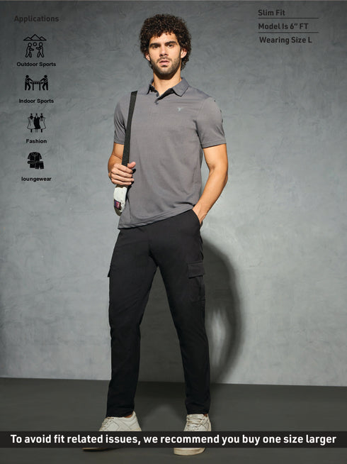 Men Solid Slim Fit Polo T-shirt with COTFLEX