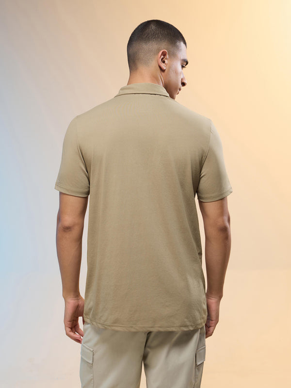 Men Solid Slim Fit Polo T-shirt with COTFLEX