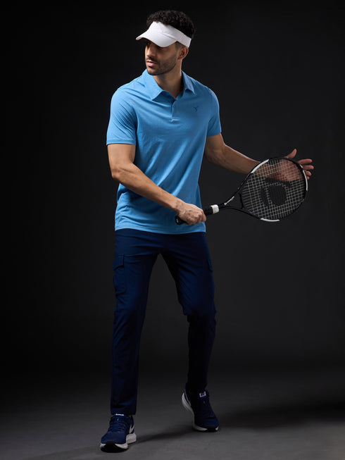 Men Solid Slim Fit Polo T-shirt with COTFLEX