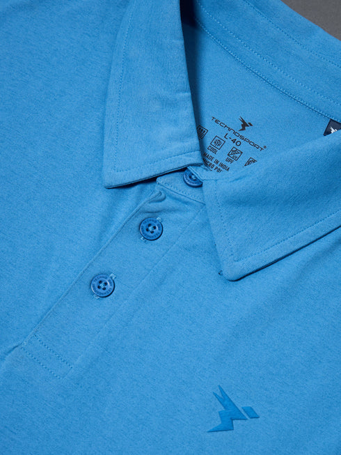 Men Solid Slim Fit Polo T-shirt with COTFLEX