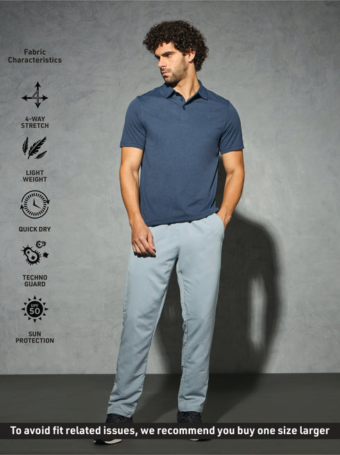 Men Solid Slim Fit Polo T-shirt with COTFLEX