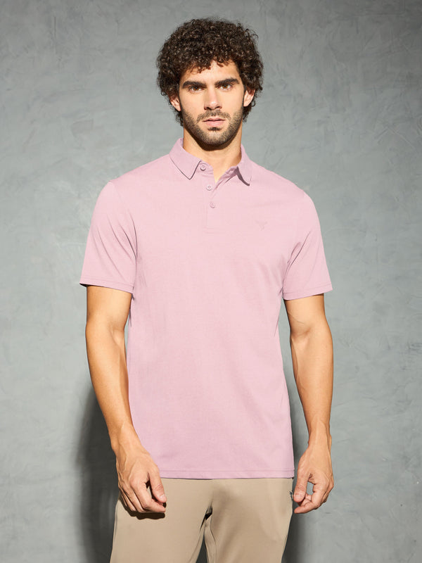 Men Solid Slim Fit Polo T-shirt with COTFLEX
