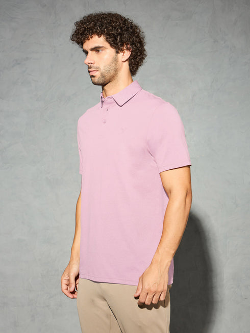 Men Solid Slim Fit Polo T-shirt with COTFLEX