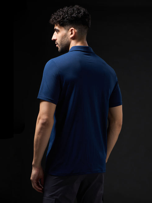 Men Solid Slim Fit Polo T-shirt with COTFLEX