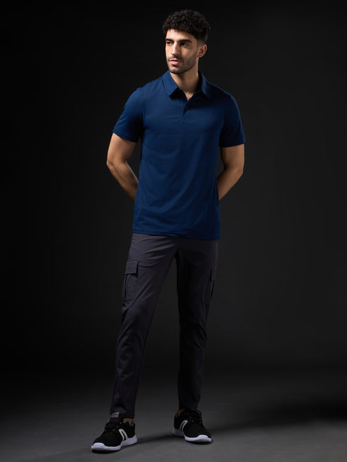 Men Solid Slim Fit Polo T-shirt with COTFLEX