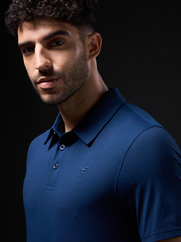 Men Solid Slim Fit Polo T-shirt with COTFLEX