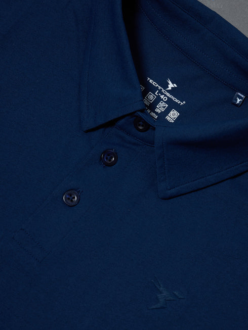 Men Solid Slim Fit Polo T-shirt with COTFLEX
