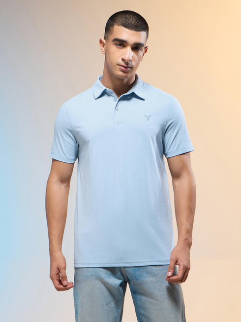 Men Solid Slim Fit Polo T-shirt with COTFLEX
