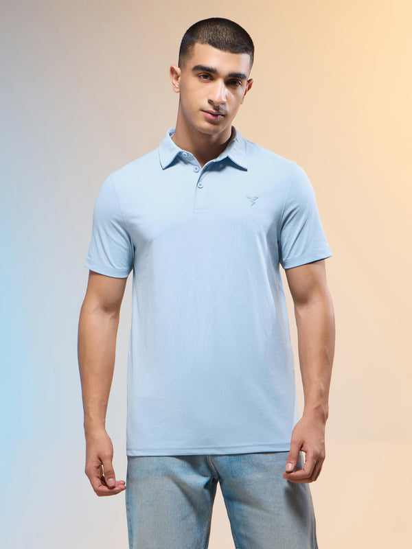 Men Solid Slim Fit Polo T-shirt with COTFLEX