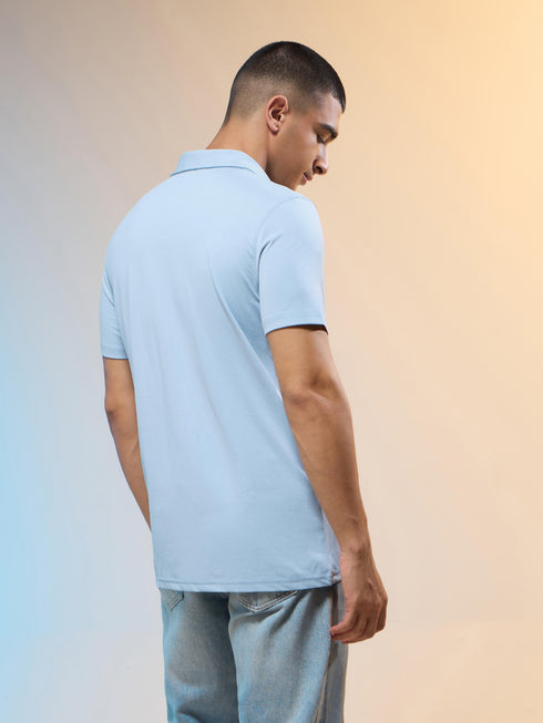 Men Solid Slim Fit Polo T-shirt with COTFLEX