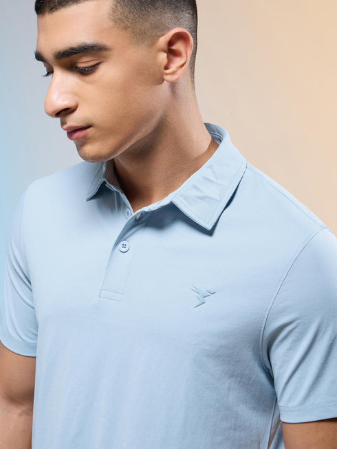 Men Solid Slim Fit Polo T-shirt with COTFLEX