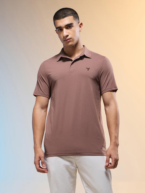 Men Solid Slim Fit Polo T-shirt with COTFLEX