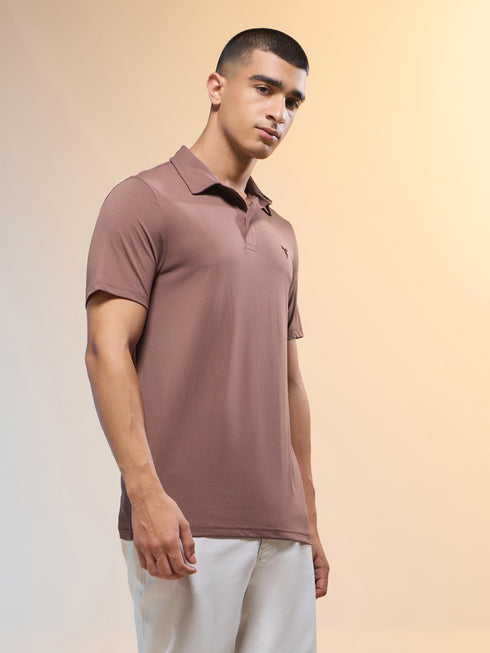 Men Solid Slim Fit Polo T-shirt with COTFLEX