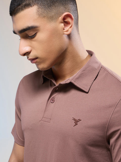 Men Solid Slim Fit Polo T-shirt with COTFLEX