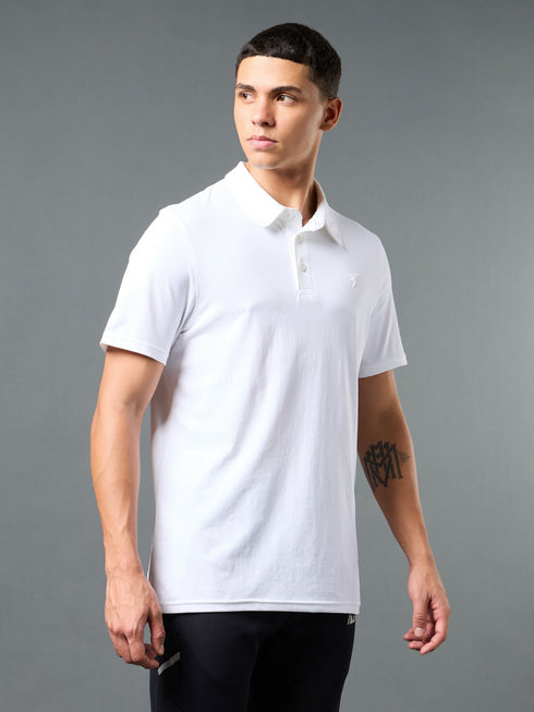 Men Solid Slim Fit Polo T-shirt with COTFLEX