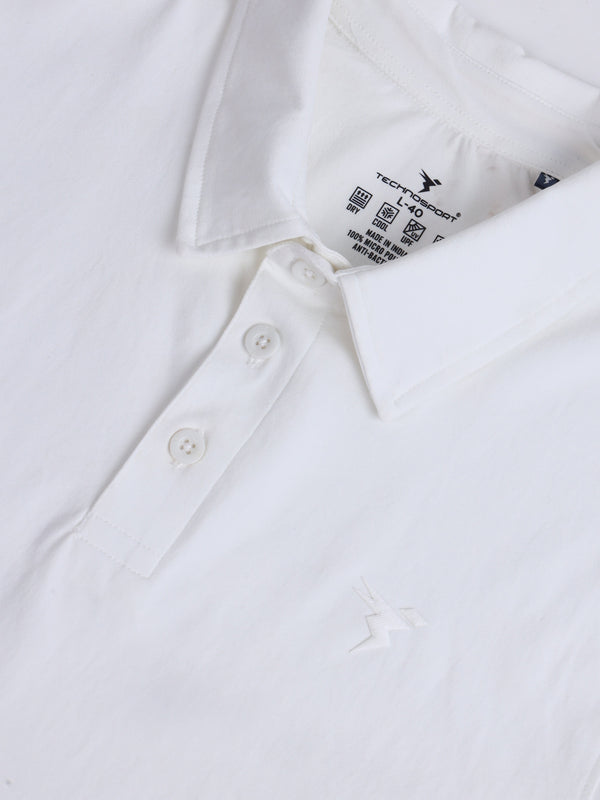 Men Solid Slim Fit Polo T-shirt with COTFLEX