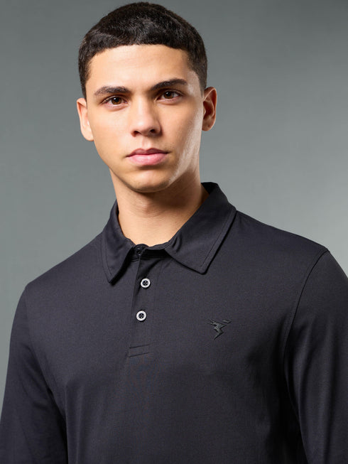 Men Solid Slim Fit Polo T-shirt with COTFLEX