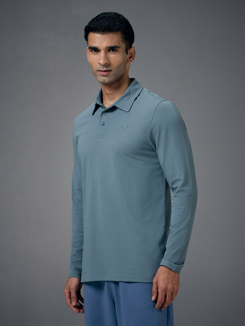 Men Solid Slim Fit Polo T-shirt with COTFLEX