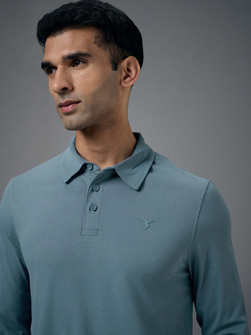 Men Solid Slim Fit Polo T-shirt with COTFLEX