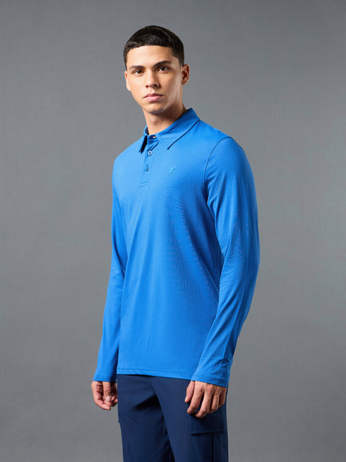 Men Solid Slim Fit Polo T-shirt with COTFLEX