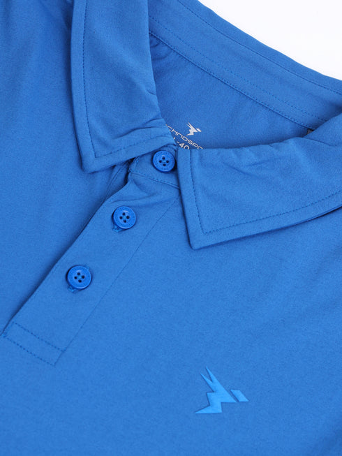Men Solid Slim Fit Polo T-shirt with COTFLEX