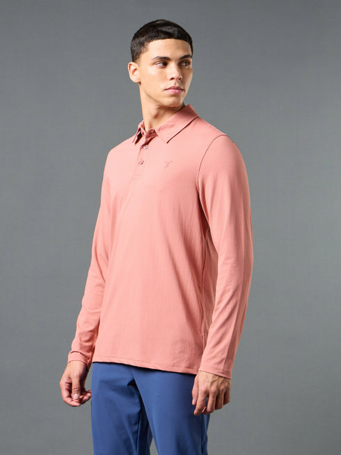 Men Solid Slim Fit Polo T-shirt with COTFLEX