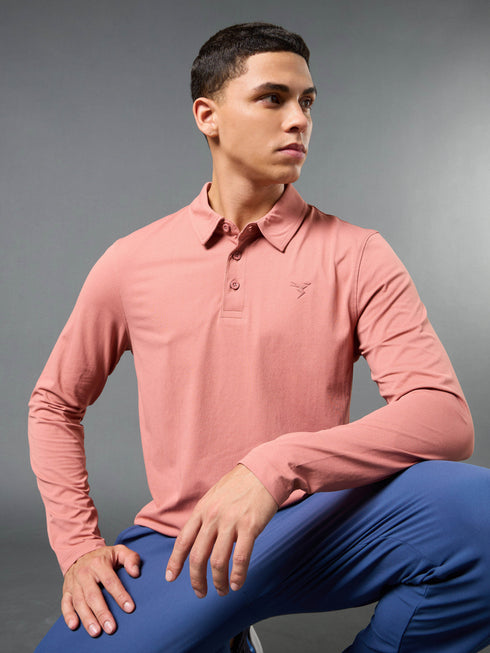 Men Solid Slim Fit Polo T-shirt with COTFLEX