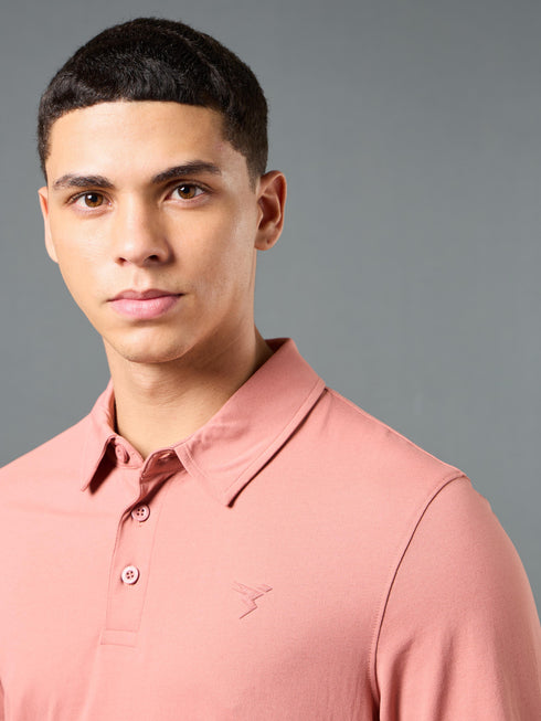 Men Solid Slim Fit Polo T-shirt with COTFLEX