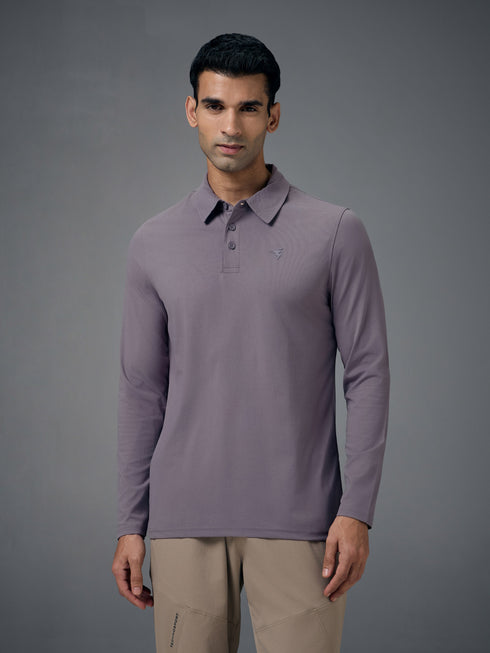 Men Solid Slim Fit Polo T-shirt with COTFLEX