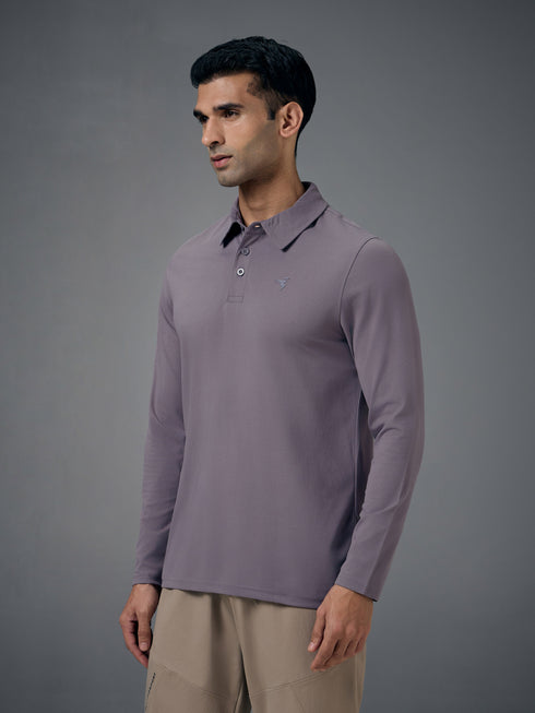 Men Solid Slim Fit Polo T-shirt with COTFLEX