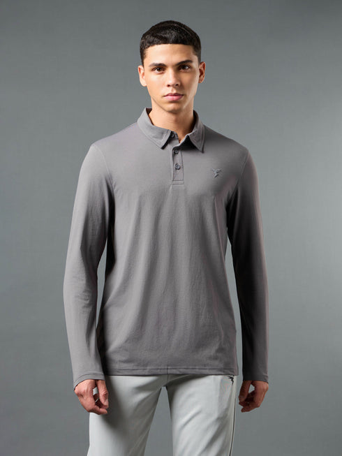 Men Solid Slim Fit Polo T-shirt with COTFLEX