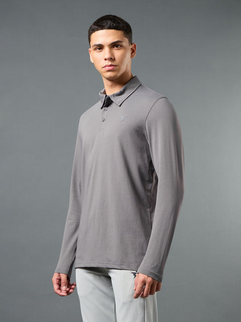 Men Solid Slim Fit Polo T-shirt with COTFLEX