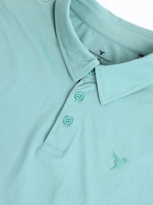 Men Solid Slim Fit Polo T-shirt with COTFLEX