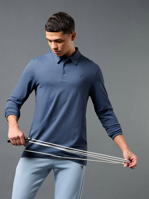 Men Solid Slim Fit Polo T-shirt with COTFLEX