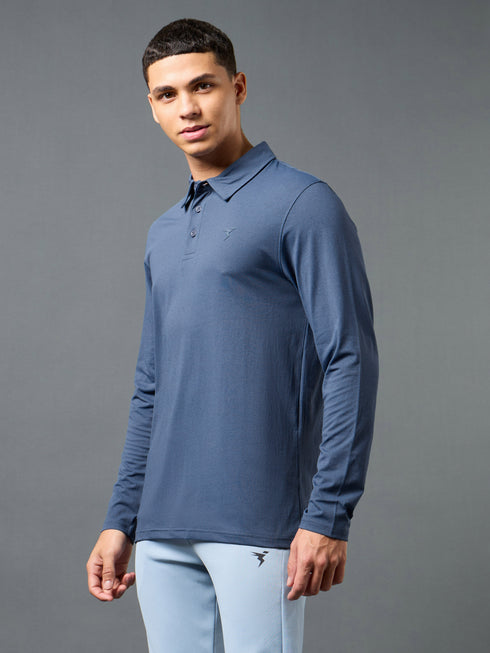 Men Solid Slim Fit Polo T-shirt with COTFLEX