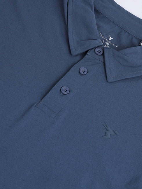 Men Solid Slim Fit Polo T-shirt with COTFLEX