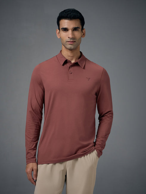 Men Solid Slim Fit Polo T-shirt with COTFLEX