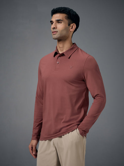 Men Solid Slim Fit Polo T-shirt with COTFLEX
