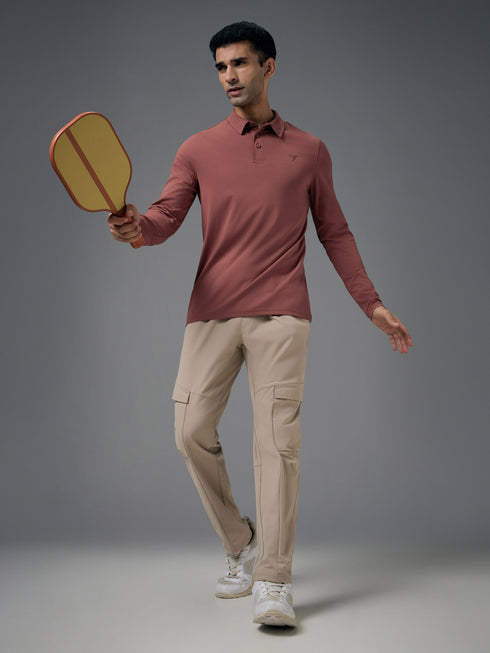 Men Solid Slim Fit Polo T-shirt with COTFLEX