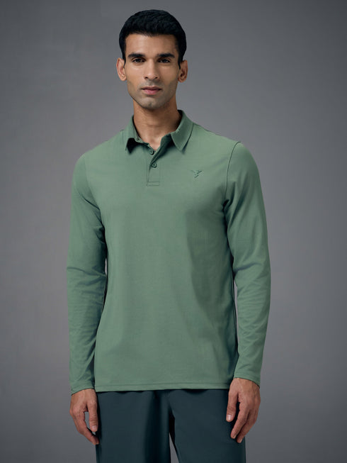 Men Solid Slim Fit Polo T-shirt with COTFLEX