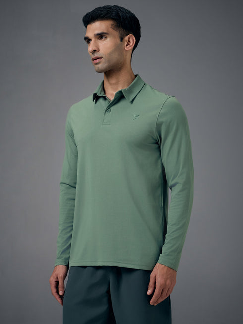 Men Solid Slim Fit Polo T-shirt with COTFLEX