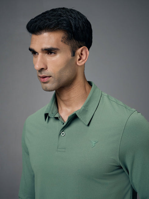 Men Solid Slim Fit Polo T-shirt with COTFLEX