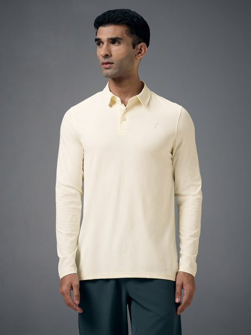 Men Solid Slim Fit Polo T-shirt with COTFLEX