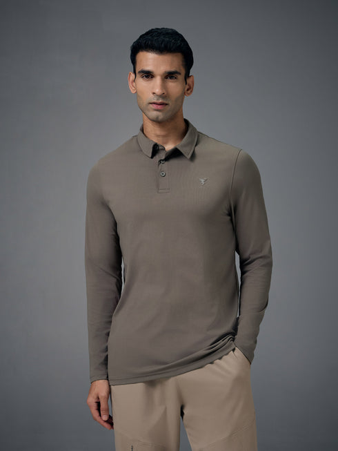 Men Solid Slim Fit Polo T-shirt with COTFLEX