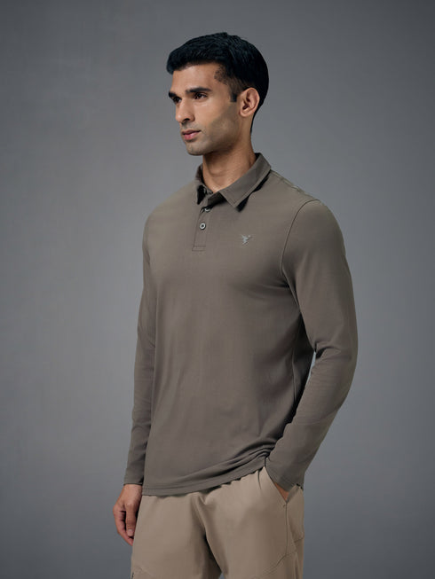 Men Solid Slim Fit Polo T-shirt with COTFLEX