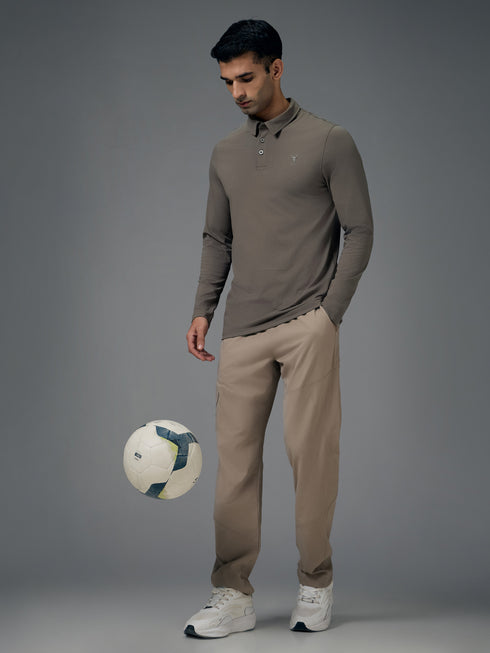 Men Solid Slim Fit Polo T-shirt with COTFLEX